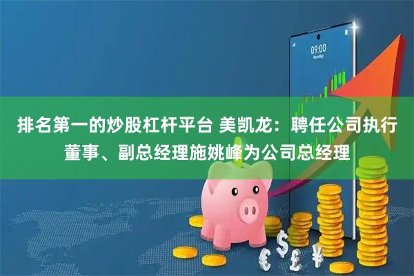 排名第一的炒股杠杆平台 美凯龙：聘任公司执行董事、副总经理施姚峰为公司总经理
